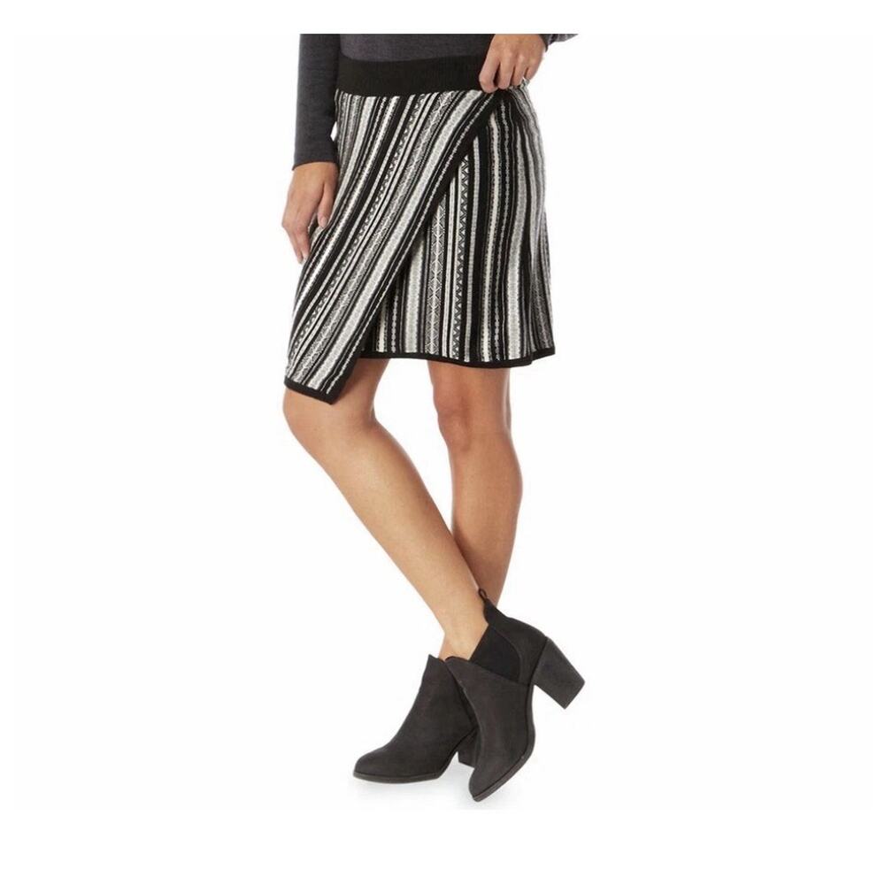 Smartwool Tabaretta Merino Wool Blend Skirt Grey Geometric Pattern Medium H22